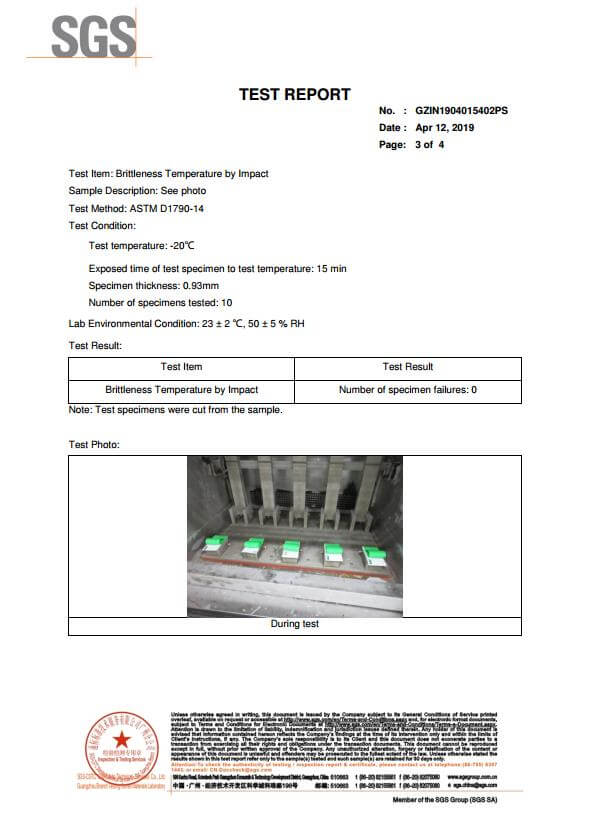 Brittleness Temperature by Impact Test Report
